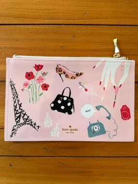 NWOT Kate Spade NWOT Pink Paris Chic Eiffel Tower Pencil Pouch/Cosmetic Case